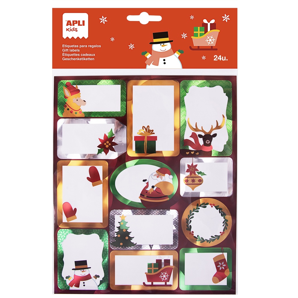 Etiquetas regalo Navidad 2h 24ds Copo de nieve Apli