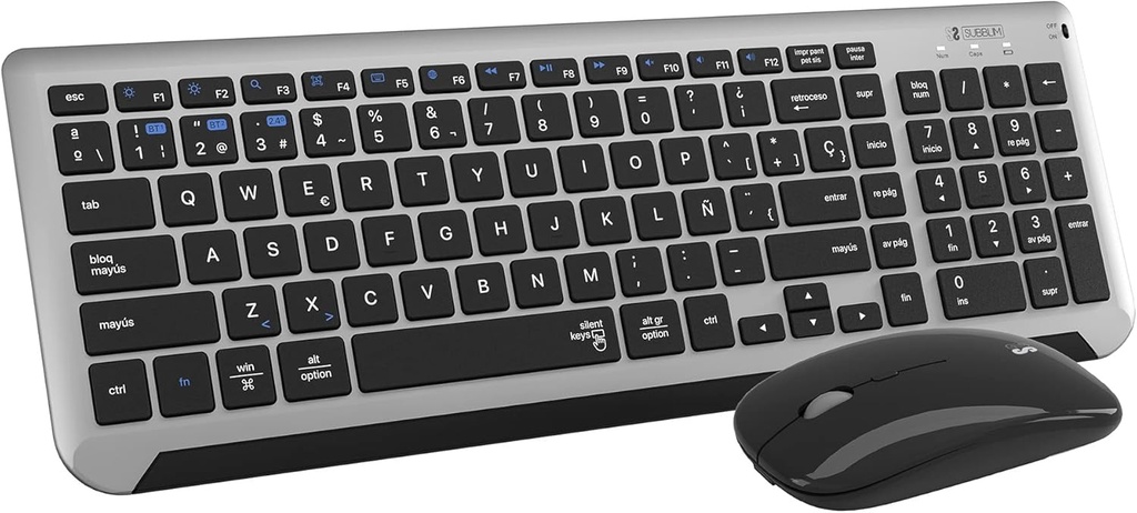 Teclado con Ratón Bluetooth + 2.4G Combo Dual Prestige Extendido Gris/Negro Subblim