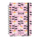 Agenda Escolar 2025 2026, Planificador de Septiembre a Agosto, Tamaño 125.5 x 178 mm, Día Página, Doble Espiral, Pegatinas, Tapa de Cartón Forrado, Cierre con Goma, Español-Inglés Miquelrius