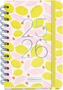 Agenda Escolar 25-26, Planificador de Septiembre 2025 a Agosto 2026, Tamaño 123 x 178 mm, Semana Vista, Doble Espiral, Pegatinas, Tapa de Cartón Forrado, Cierre con Goma, Español-Inglés Miquelrius