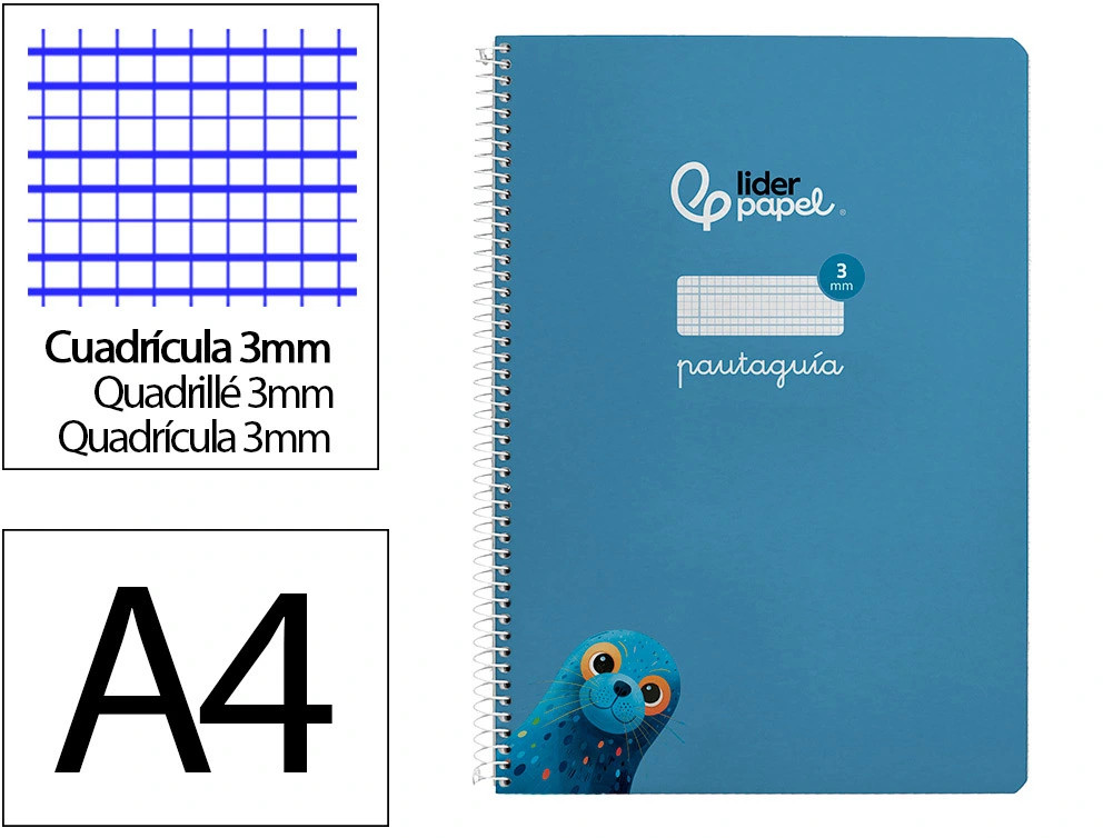 Cuadernos espiral 3X3 pautaguia A4 80h 90g T/P Lamela Liderpapel