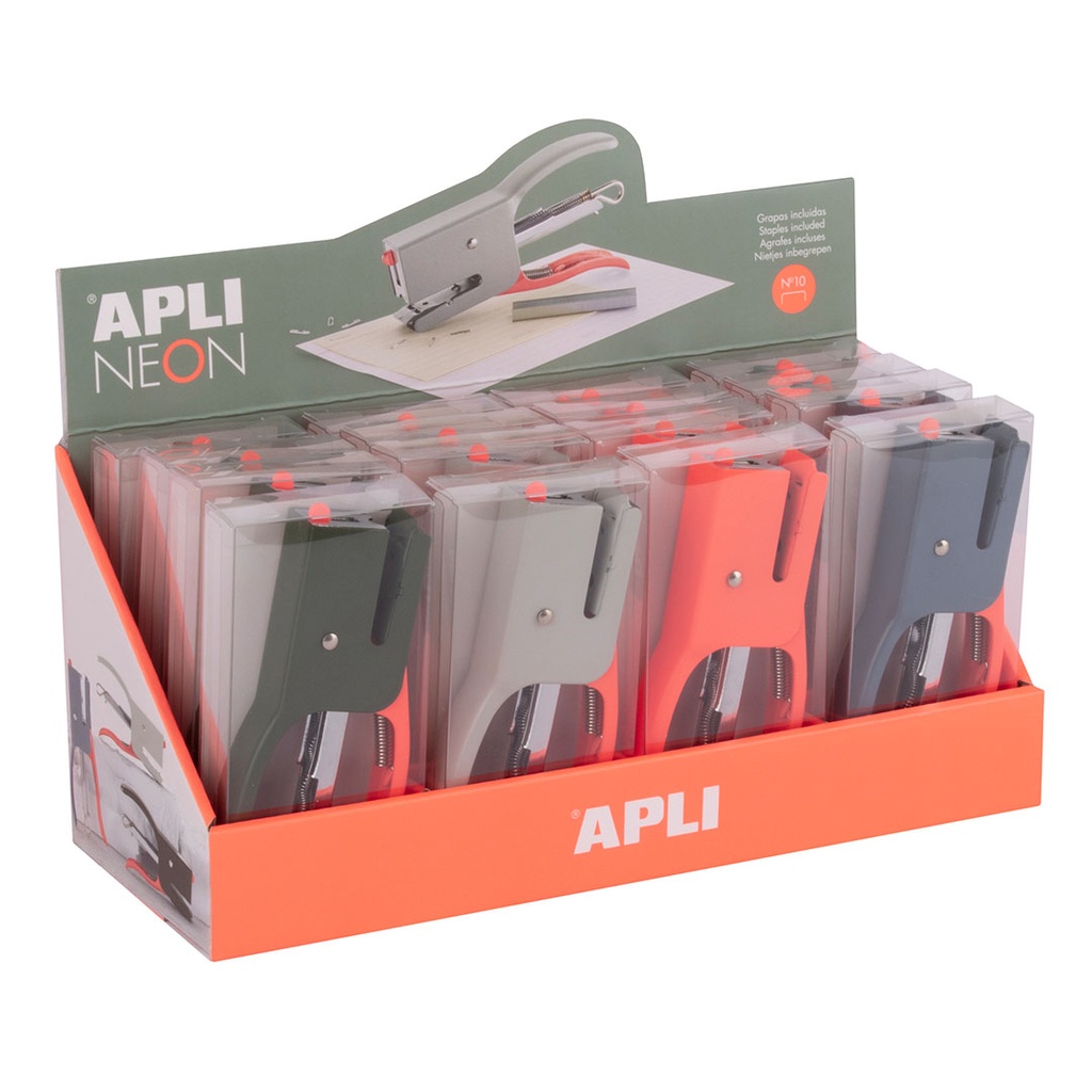 Grapadora Neon surtidas para 12hj grapa del 10 Apli