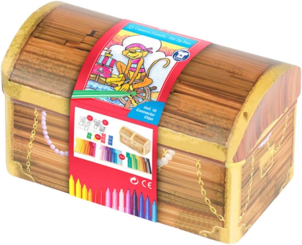 Rotuladores con connector 33uds. Cofre metálico. Faber-Castell 155536