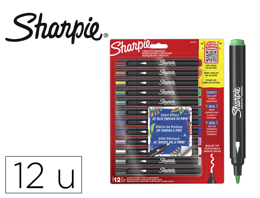 Rotuladores acrylic punta redonda 12uds colores surtidos Sharpie