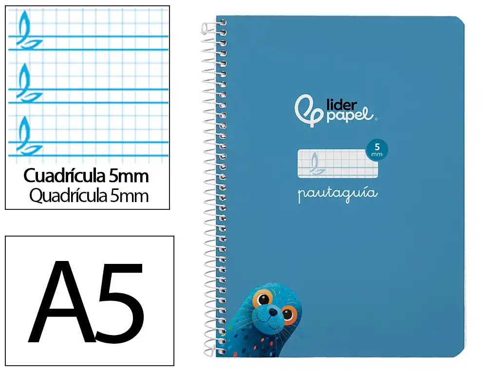 Cuaderno espiral 5X5 pautaguia A5 90g 80h T/D Liderpapel