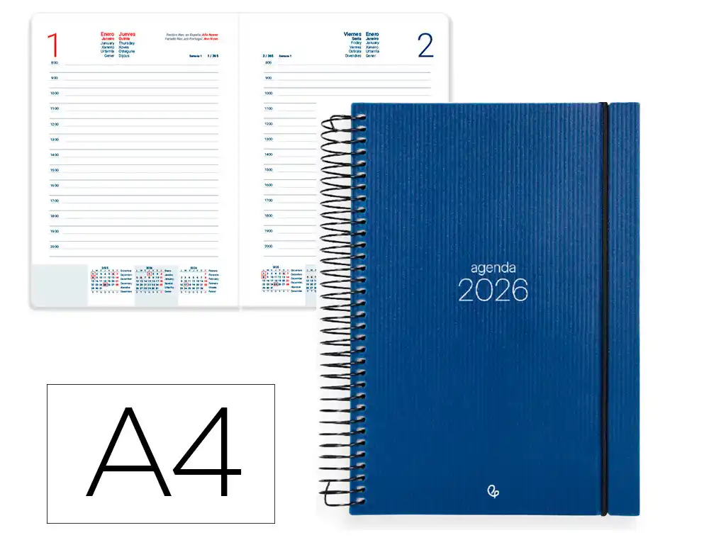 Agenda espiral Olbia A4 2026 día página 60gr FSC Liderpapel