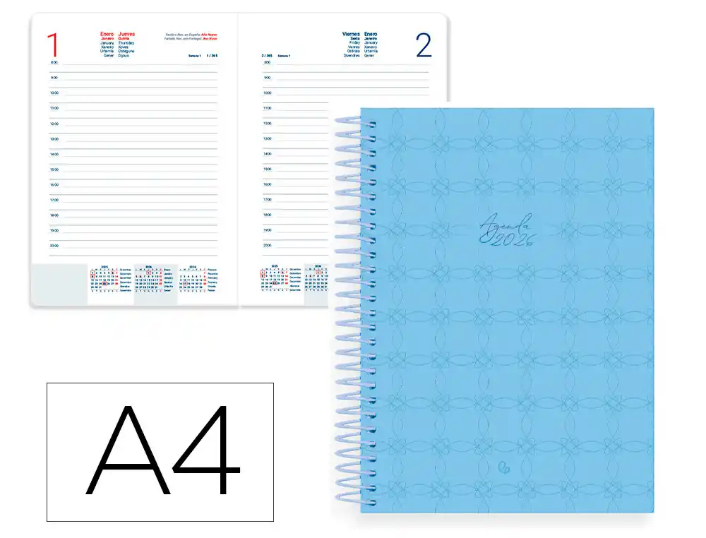 Agenda espiral Perissa A4 2026 día página 80gr FSC Liderpapel