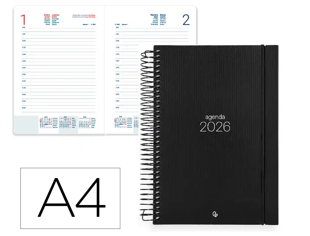 Agenda espiral Olbia A4 2026 día página 60gr FSC Liderpapel