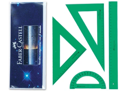 Reglas juego 4uds metacrilato verde Faber Castell