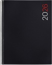 Agenda 2026 día por página, Más pequeña que A4 (210 x 270 mm), Cubierta flexible polipropileno, Espiral, Papel 80 g/m², Planificador diario, Español-EN-PT, Color negro Miquelrius