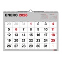 Calendario 2026 de pared Basic, Con números grandes, Organizador anual A3: 420 x 296 mm, Con espacio para anotar, Encuadernación espiral doble, Planificador 12 meses, Español Miquelrius