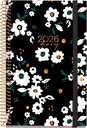 Agenda 2026 día por página, Similar A6+ (117 x 182 mm), Planificación diaria, Cubierta rígida cartón, Espiral, Cierre goma elástica, Papel 80 g/m², Español-EN-PT, Noir garden Miquelrius