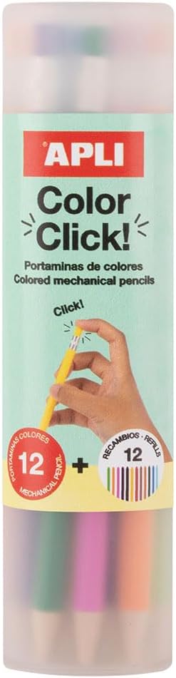 Portaminas de colores Color Click con sacapuntas y 12 minas de recambio incluidos Apli