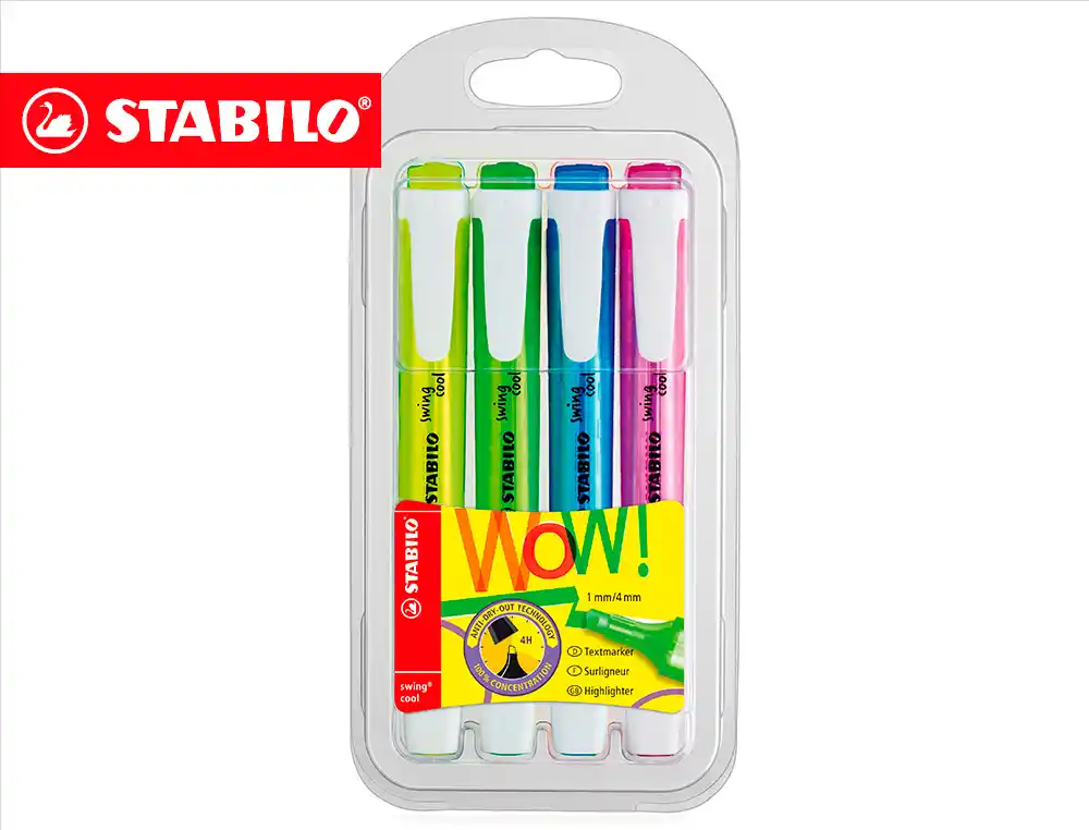 Marcador Fluorescente 4uds Swing Cool Wow Stabilo