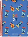 Agenda escolar 2026 2027 semana vista 10 meses, Tamaño A5+ (15×21,3 cm), Cantos redondeados, Cartón forrado y espiral de plástico rojo, Diseño con stamping UVI, Español-EN, Cars  Miquelrius