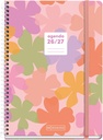 Agenda escolar 2026 2027 día página 10 meses, A5+ (15,5×21,5 cm), Cartón forrado, Espiral metálico, Bolsillo interior, Stickers, Regla marcapáginas, Cierre con goma, Español-EN, Summery Miquelrius