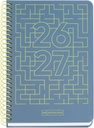 Agenda escolar 2026 2027 día página 10 meses, Tamaño A6+ (11,7×17,4 cm), Cartón plastificado, Espiral metálico a color, Cantos redondeados, Stickers, Español-EN, Azul Miquelrius
