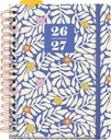 Agenda escolar 2026 2027 día página A5+, Cartón forrado y cierre de goma, Papel 100 g/m², Doble espiral, Separadores, bolsillo interior, regla marcapáginas y stickers, Blue garden  Miquelrius