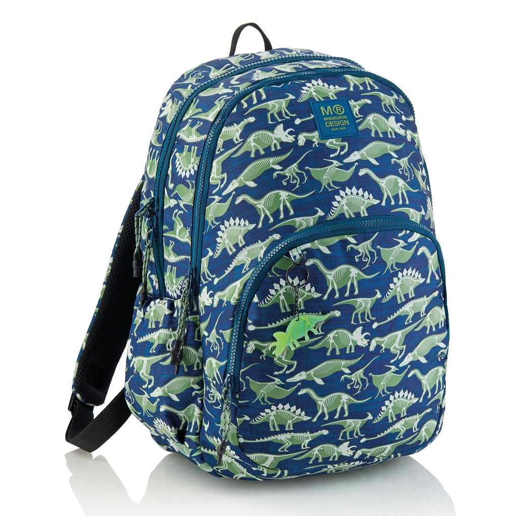 Mochila Triple Oslo Reciclada Fossil dinosaurios Brilla en la Oscuridad Miquelrius