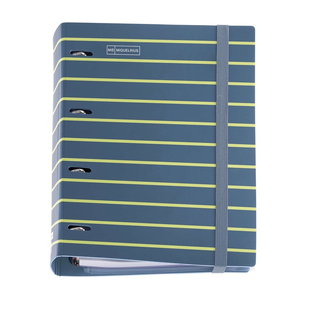 Carpebloc A4 4 Anillas + recambio hojas cuadriculadas 90g T/P cierre goma Between The Lines Miquelrius