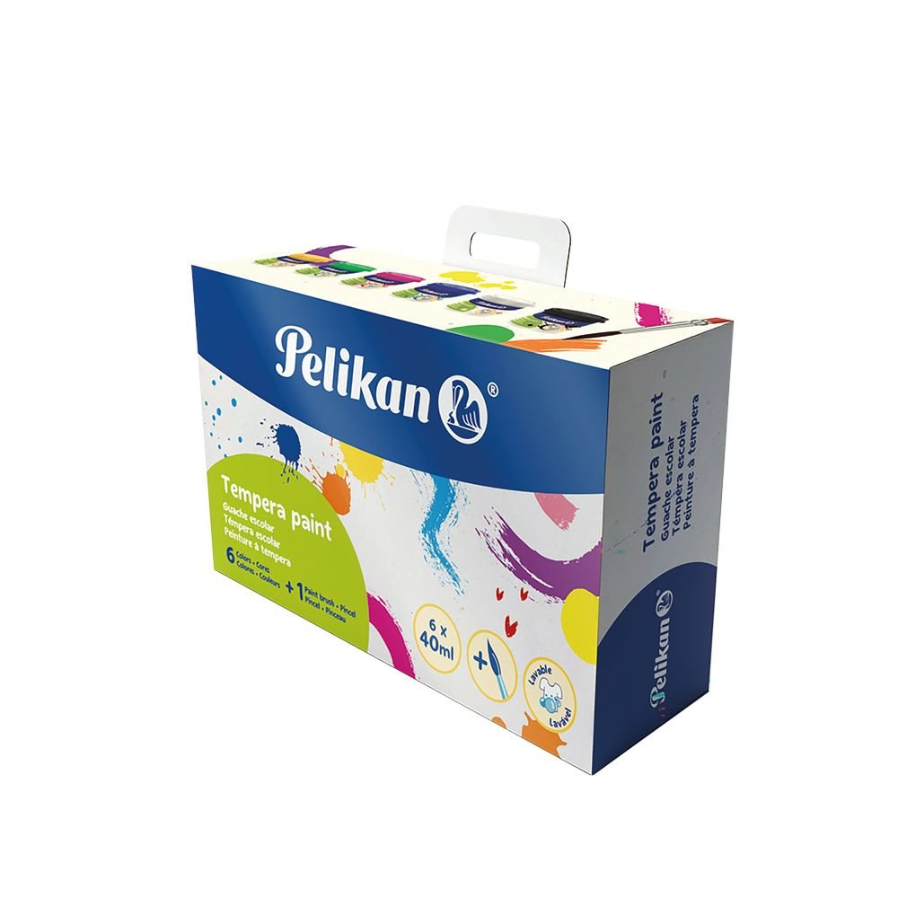 Tempera escolar 40ml 6 colores + pincel Pelikan
