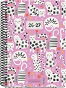 Agenda escolar 2026 2027 semana vista 10 meses, Tamaño A5+ (15×21,3 cm), Cantos redondeados, Cartón forrado y espiral de plástico negro, Detalles en stamping UVI, Español-EN, Cats Miquelrius