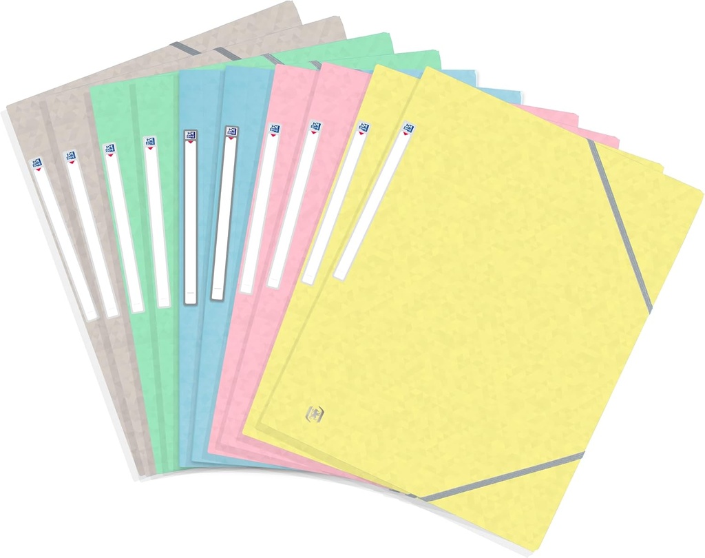 Carpeta Gomas A4+ 3 solapas cartulina Top File colores surtidos pastel Oxford
