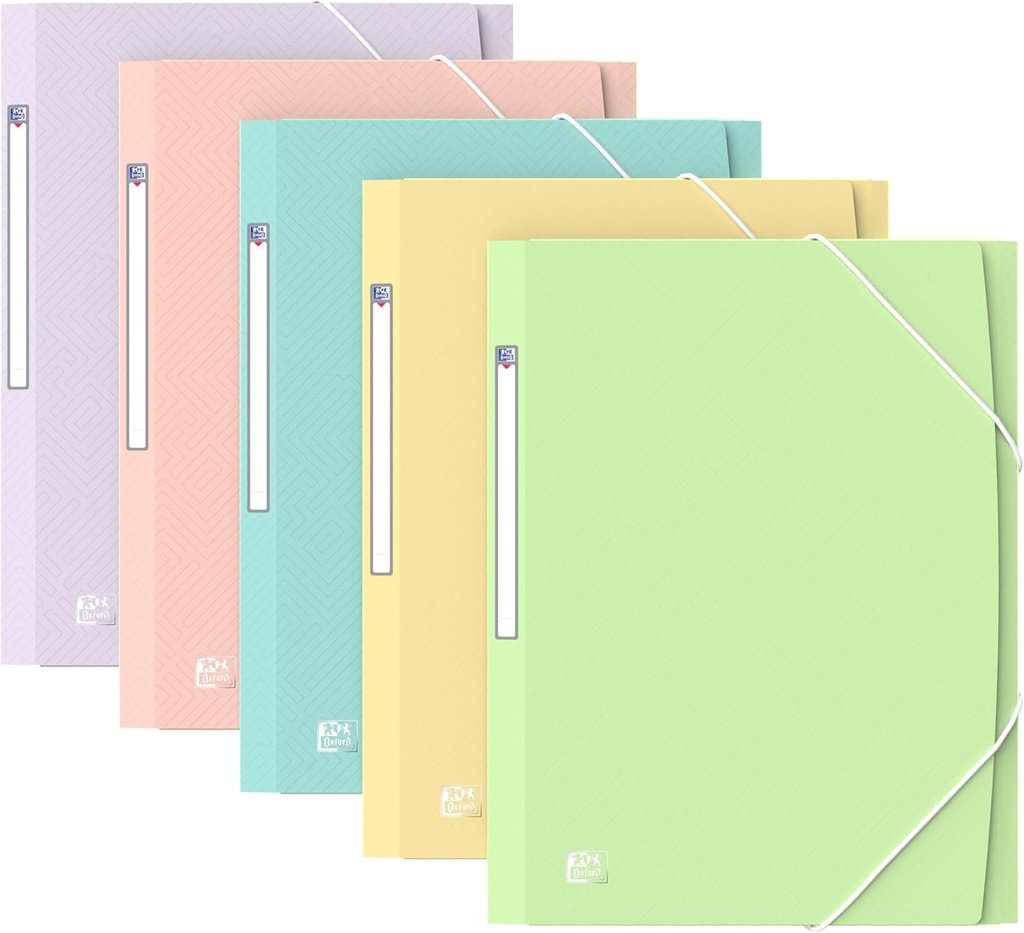 Carpeta Gomas A4+ 3 solapas plástico Urban colores surtidos pastel Oxford