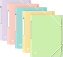 Carpeta Gomas A4+ 3 solapas plástico Urban colores surtidos pastel Oxford