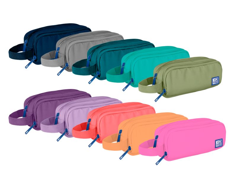 Estuche portatodo doble rectangular con asa Kangoo B-Smart colores surtidos Oxford