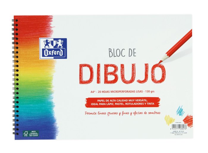 Bloc dibujo A4+ 130g 20h sin recuadro Oxford
