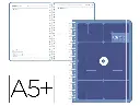 Agenda escolar 26-27 espiral essentials día página A5+ bilingue 80g FSC azul oscuro Antartik