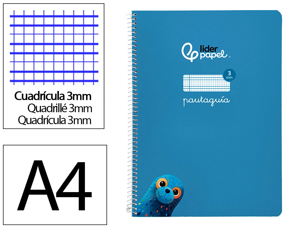 Cuaderno espiral 3X3 pautaguia A4 75g 80h T/B Liderpapel 