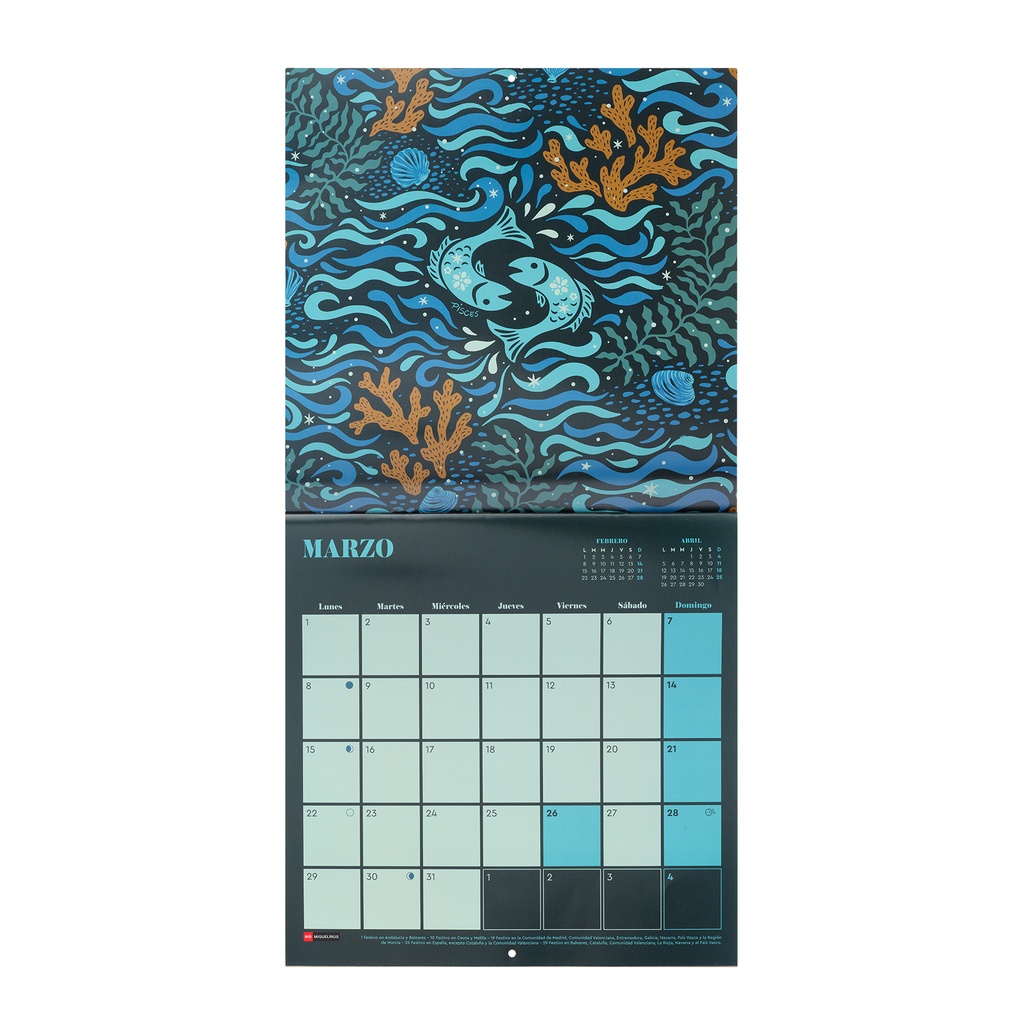 Calendario 2027 de Pared 30 x 30 cm, Español, Astral 