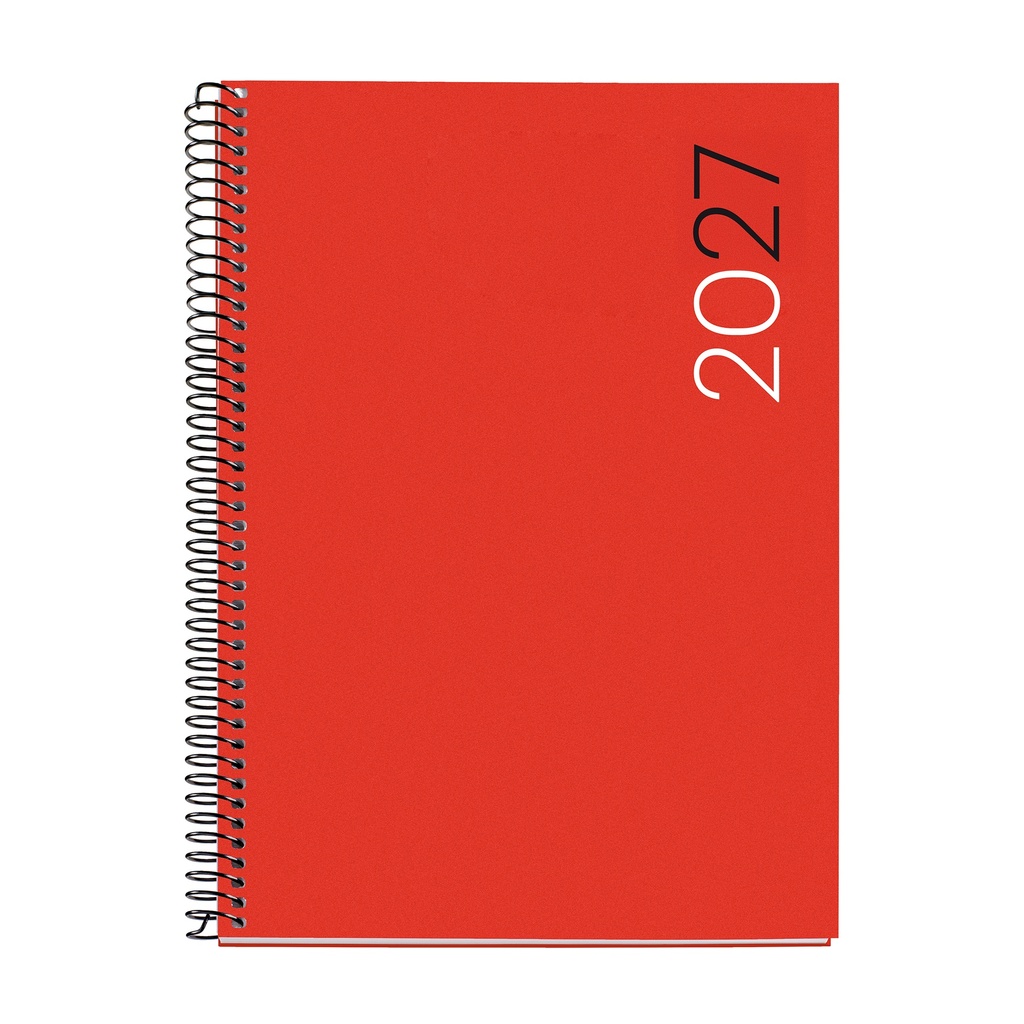 Agenda Espiral Plus Semana Vista Vertical Polipropileno City Rojo 2027