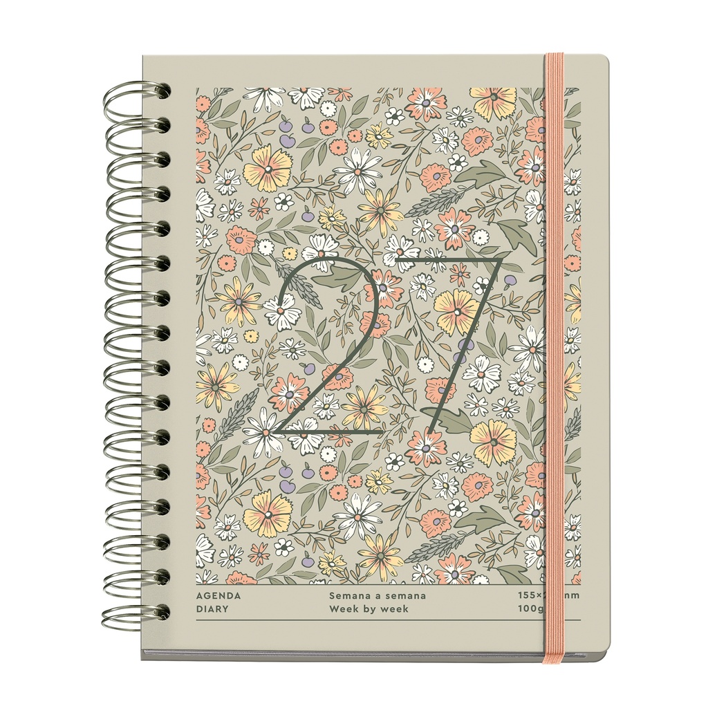 Agenda Plus Wire-O Día Página Taupe Liberty 2027