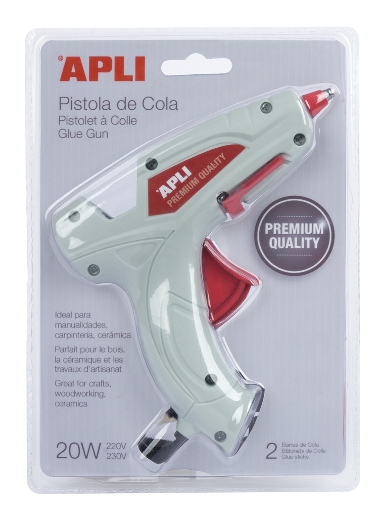 Pistola silicona PREMIUM termofusible Hot Melt 20W con 2 barras Apli