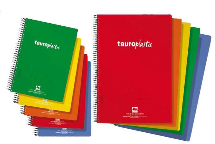 Cuaderno Espiral liso Fº 90g 80h T/P colores surtidos Tauroplastic