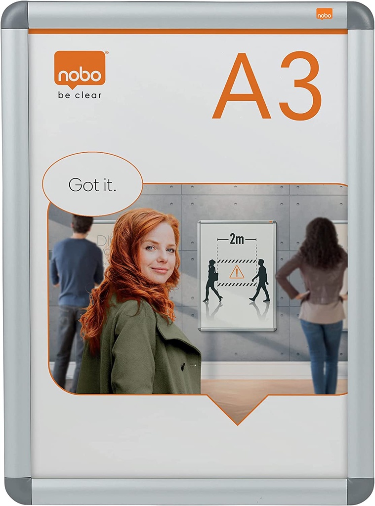 Tablón anuncios pared A3 antirreflectante marco de aluminio plata Novo