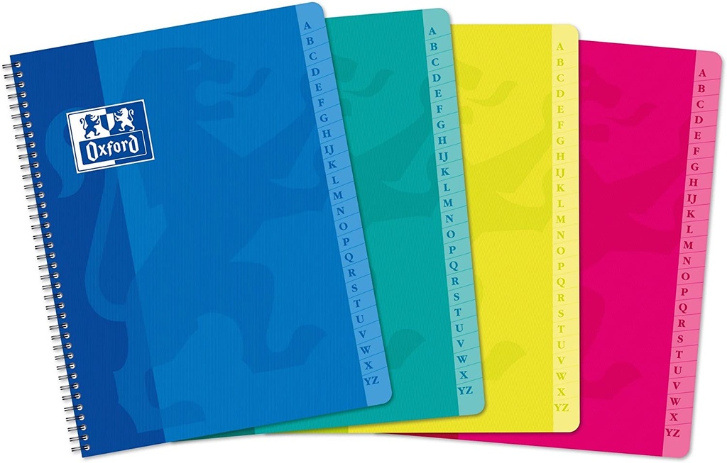 Cuaderno espiral indice 5X5 4º 90g 90h colores surtidos Oxford