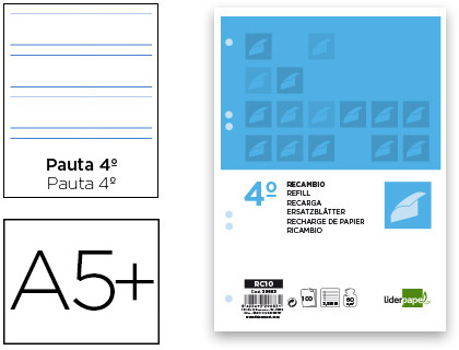 RECAMBIO A5 100H PAUTA 3,5MM 60GR MARGEN TALA
