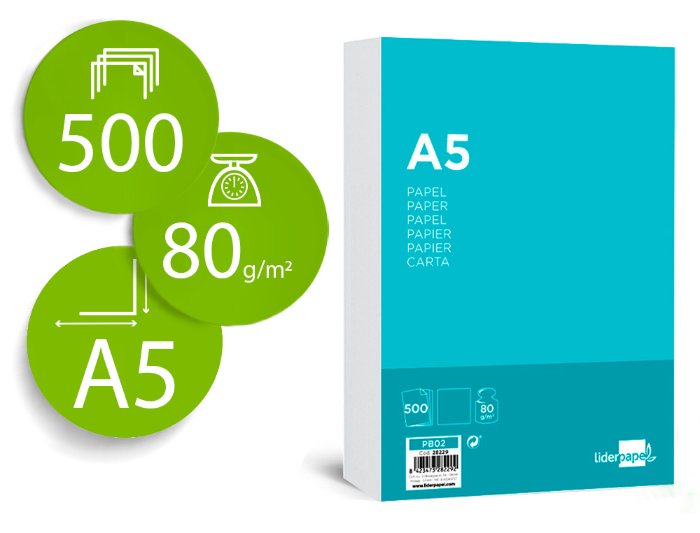Papel A5 80g 500h Blanco Liderpapel