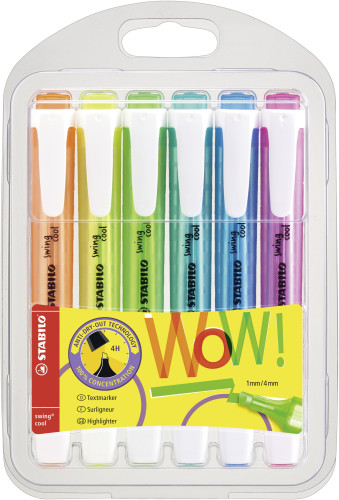 Marcador Fluorescente 6uds Swing Cool Wow Stabilo