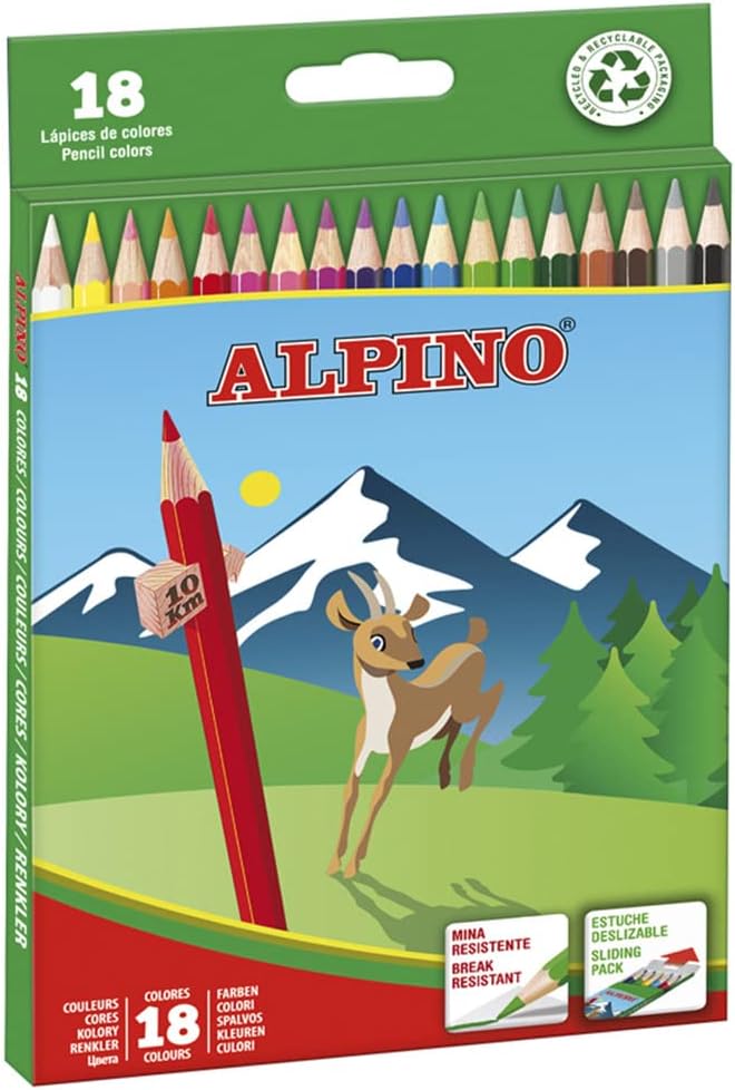 Lapices colores 18uds largos alpino