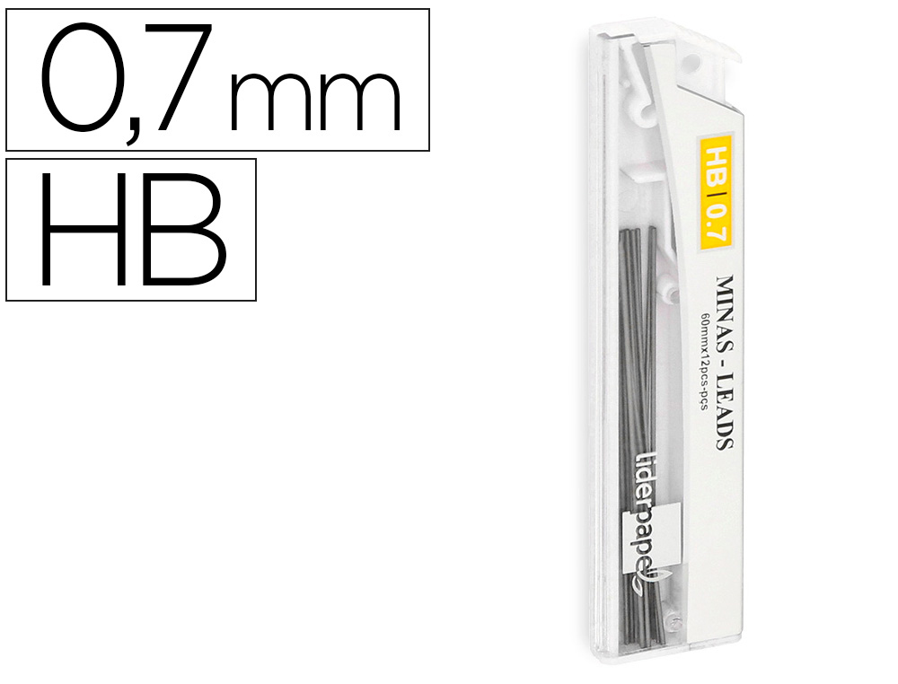 Minas grafito 0.7mm HB 12uds Liderpapel