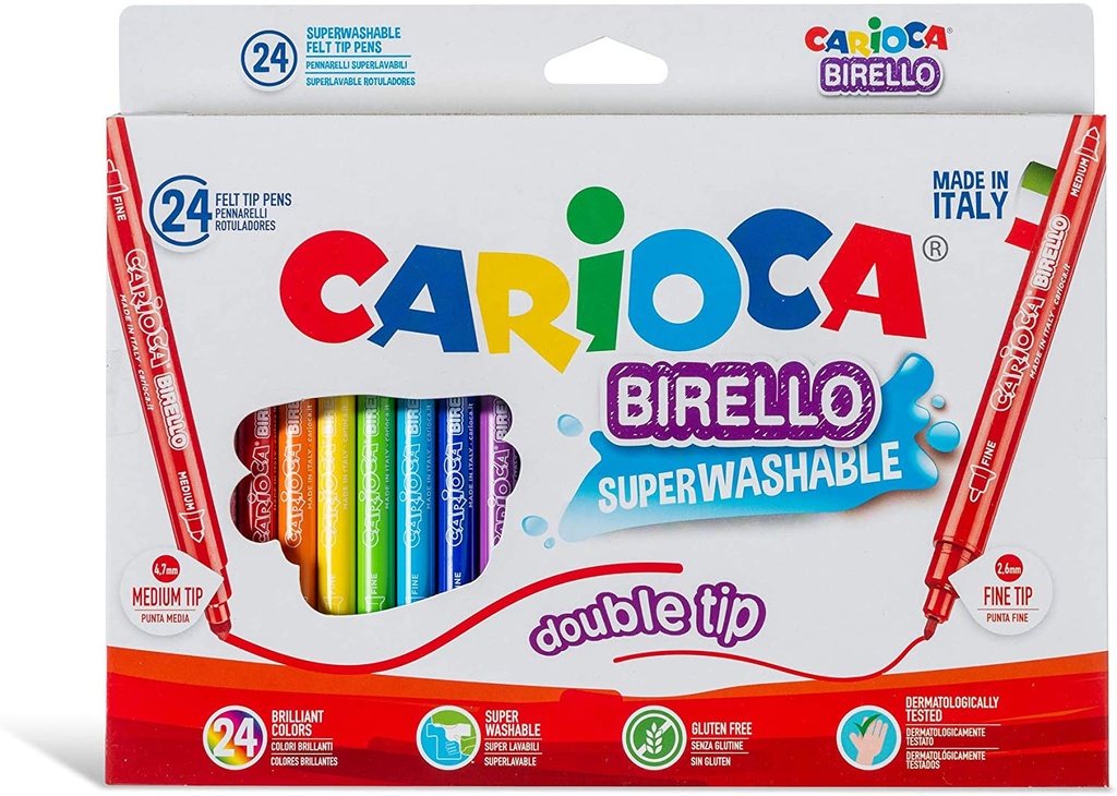 Rotuladores Birello bipunta 24uds Carioca