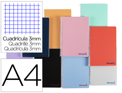 Cuaderno espiral 3x3 A4 90g 80h T/P Liderpapel