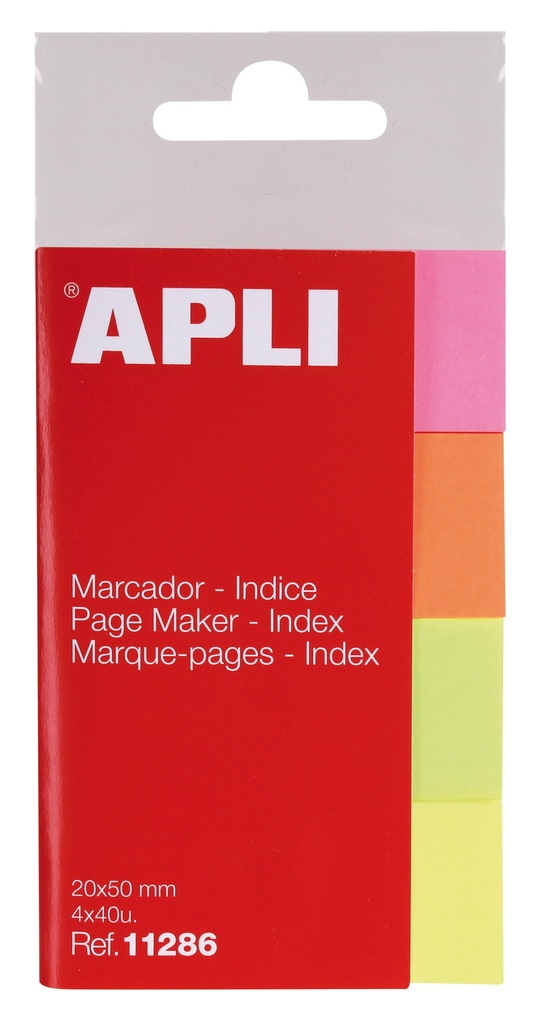 Índices adhesivos papel 50x20mm 4 colores 40H por color Apli