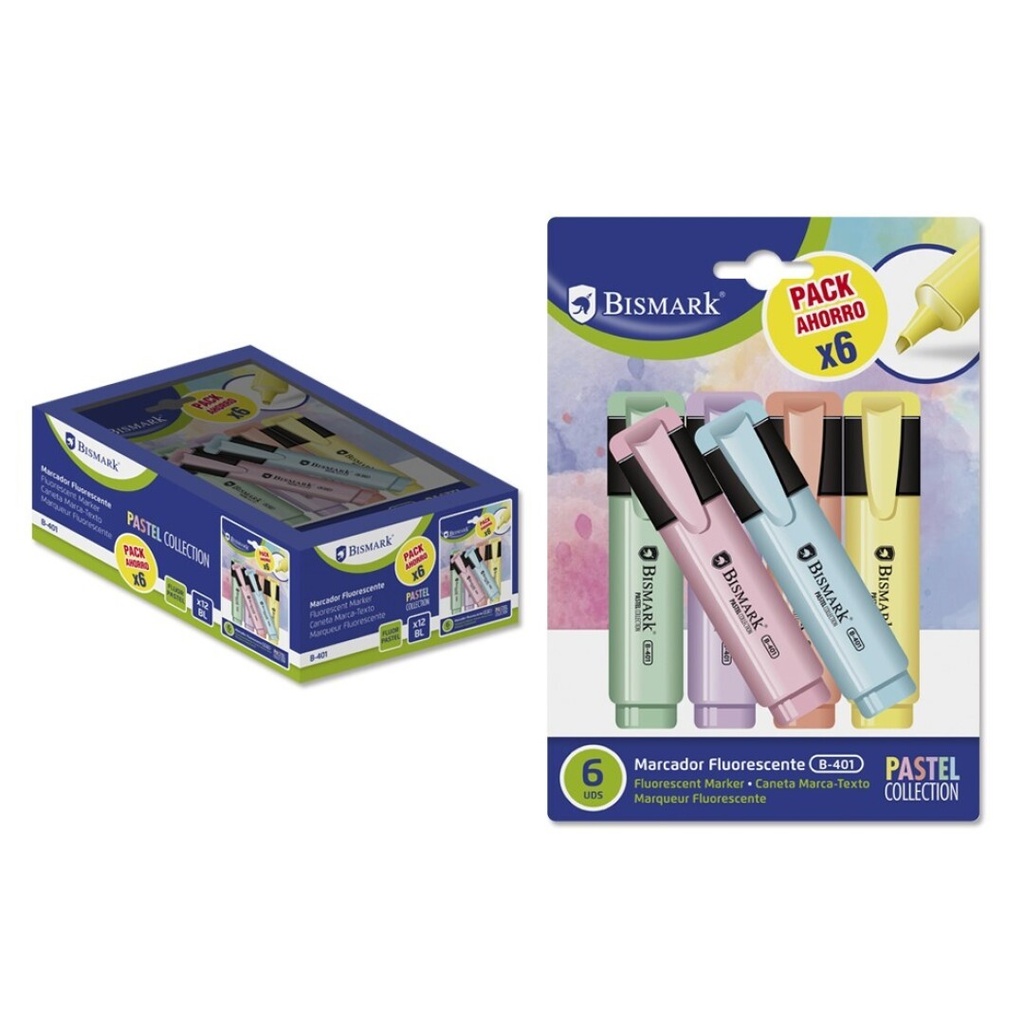 Marcador fluorescente Pastel 6uds surtidas Bismark