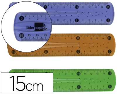 Regla 15cm plastico flexible colores surtidos Liderpapel